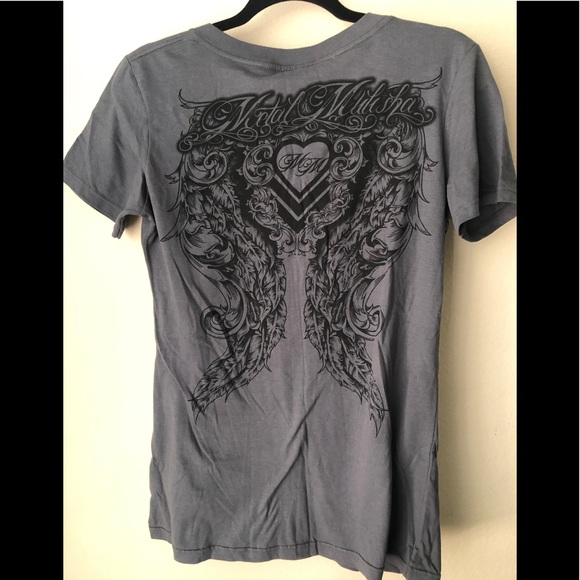 Metal Mulisha Tops - Metal Mulisha LG gray vneck tee with wings Eulogy